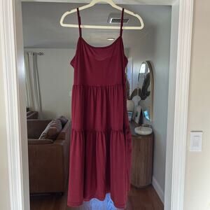 Ginkana Red Maxi Dress, 3 Tier, Large